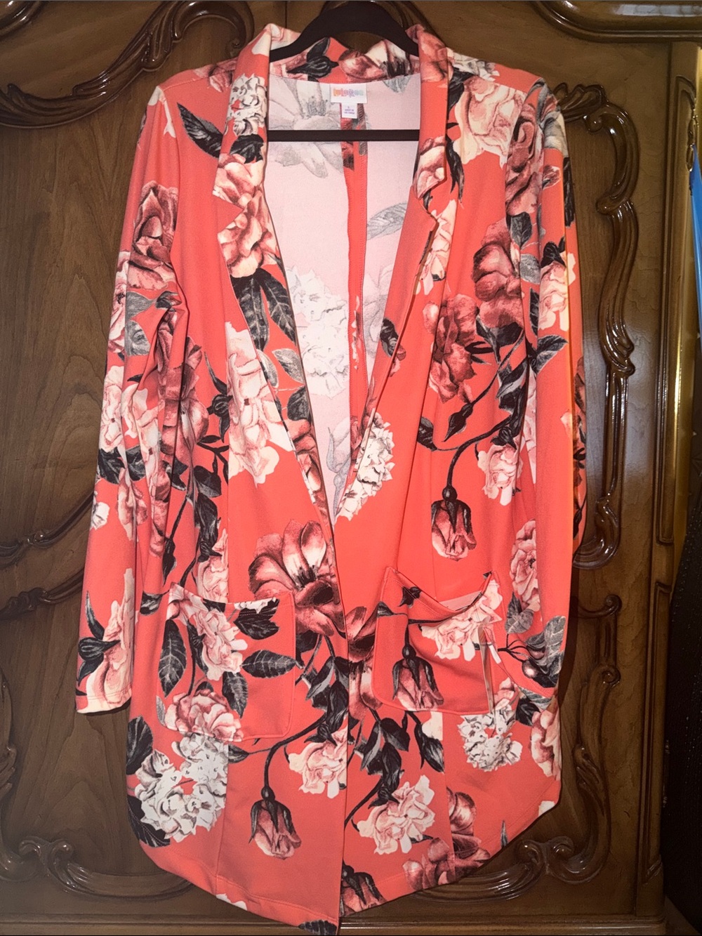 Lularoe new with tags - Large Floral Open-Front Blazer Cardigan - Coral Floral